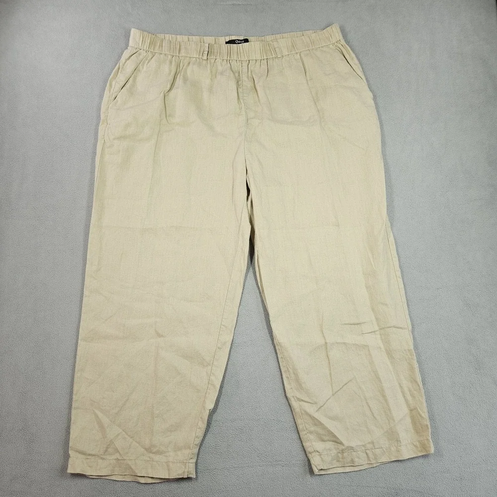 Quince 100% Linen Crop Pants Womens XL Capri European Sustainably Grown Beachy